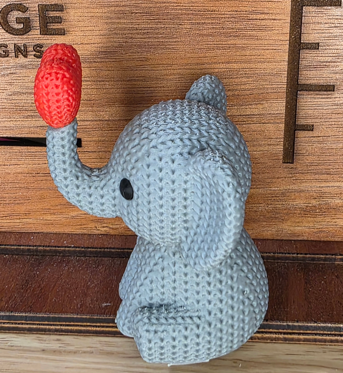 Knitted Elephant desk buddy
