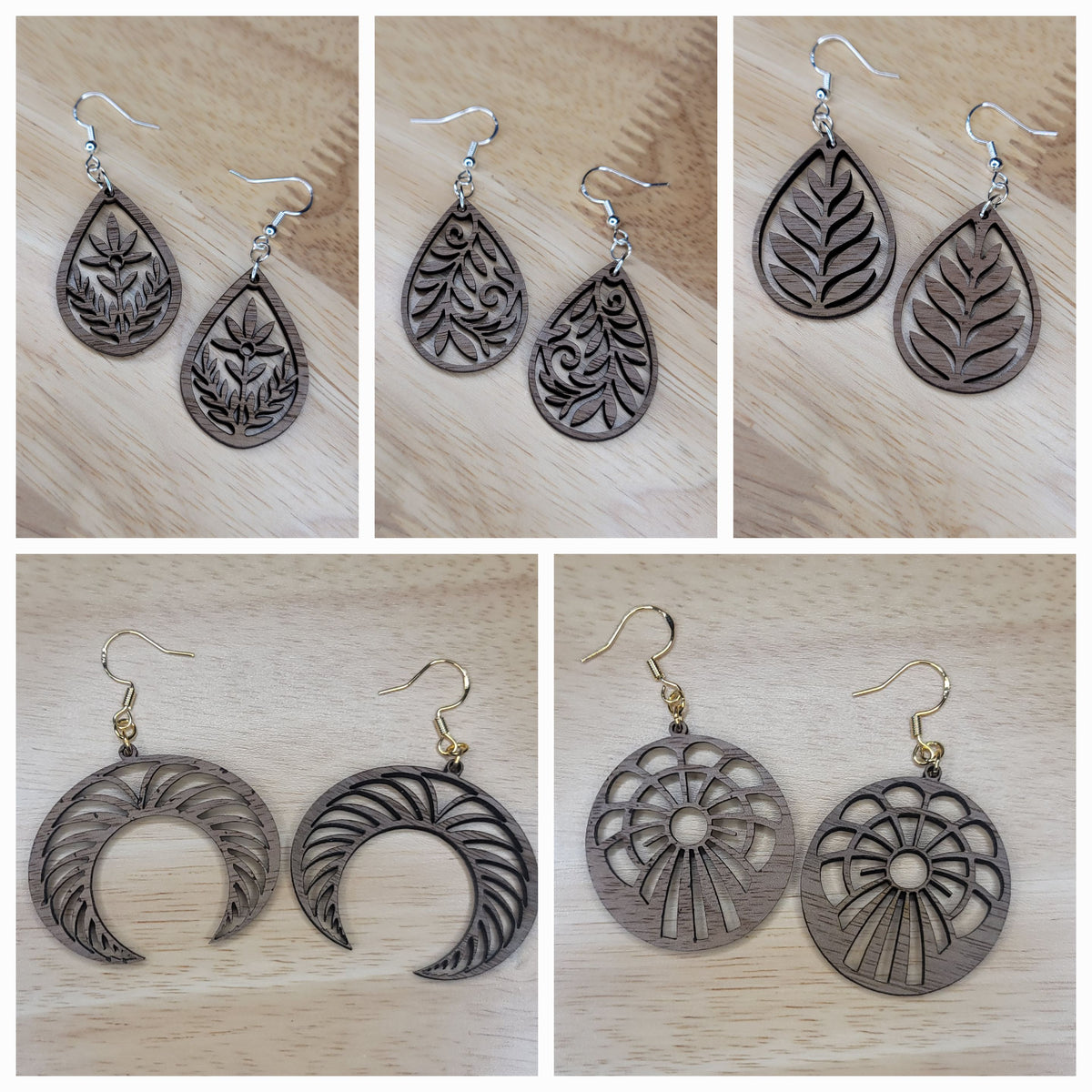 Boho and wooden earrings
