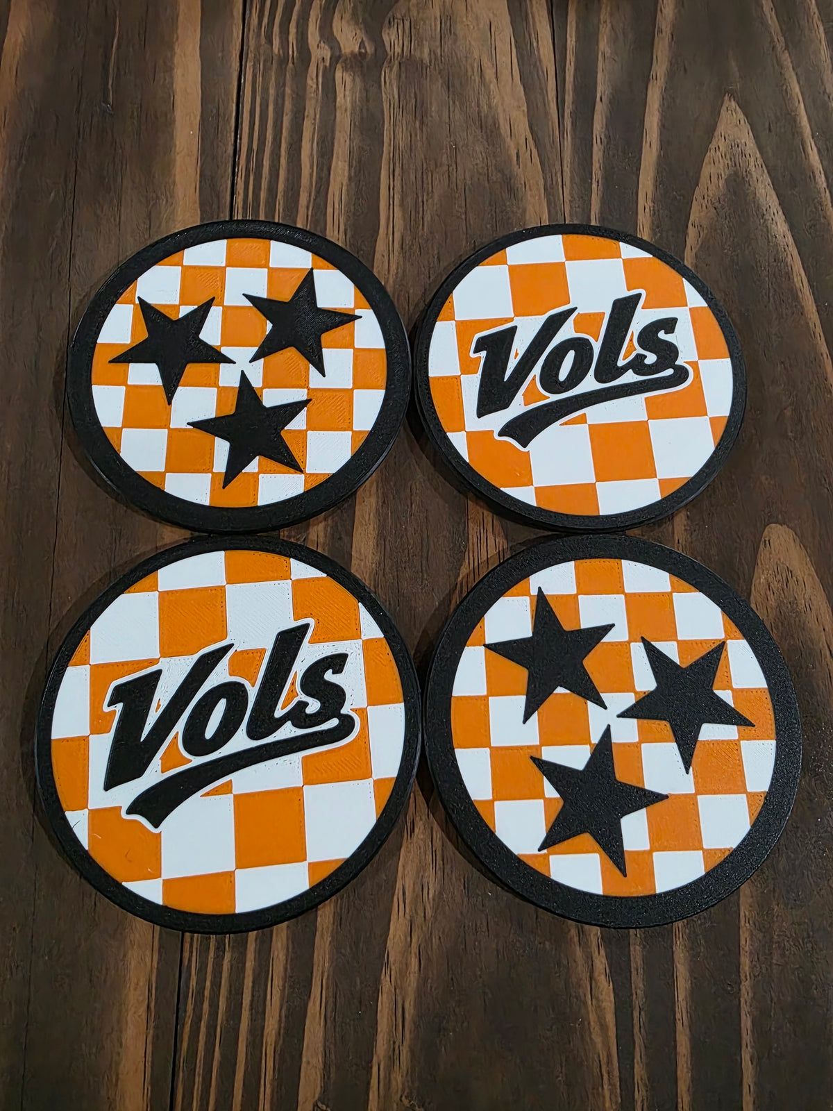Tri-star VOLS checkered coasters
