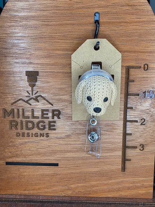 Golden retriever badge reel