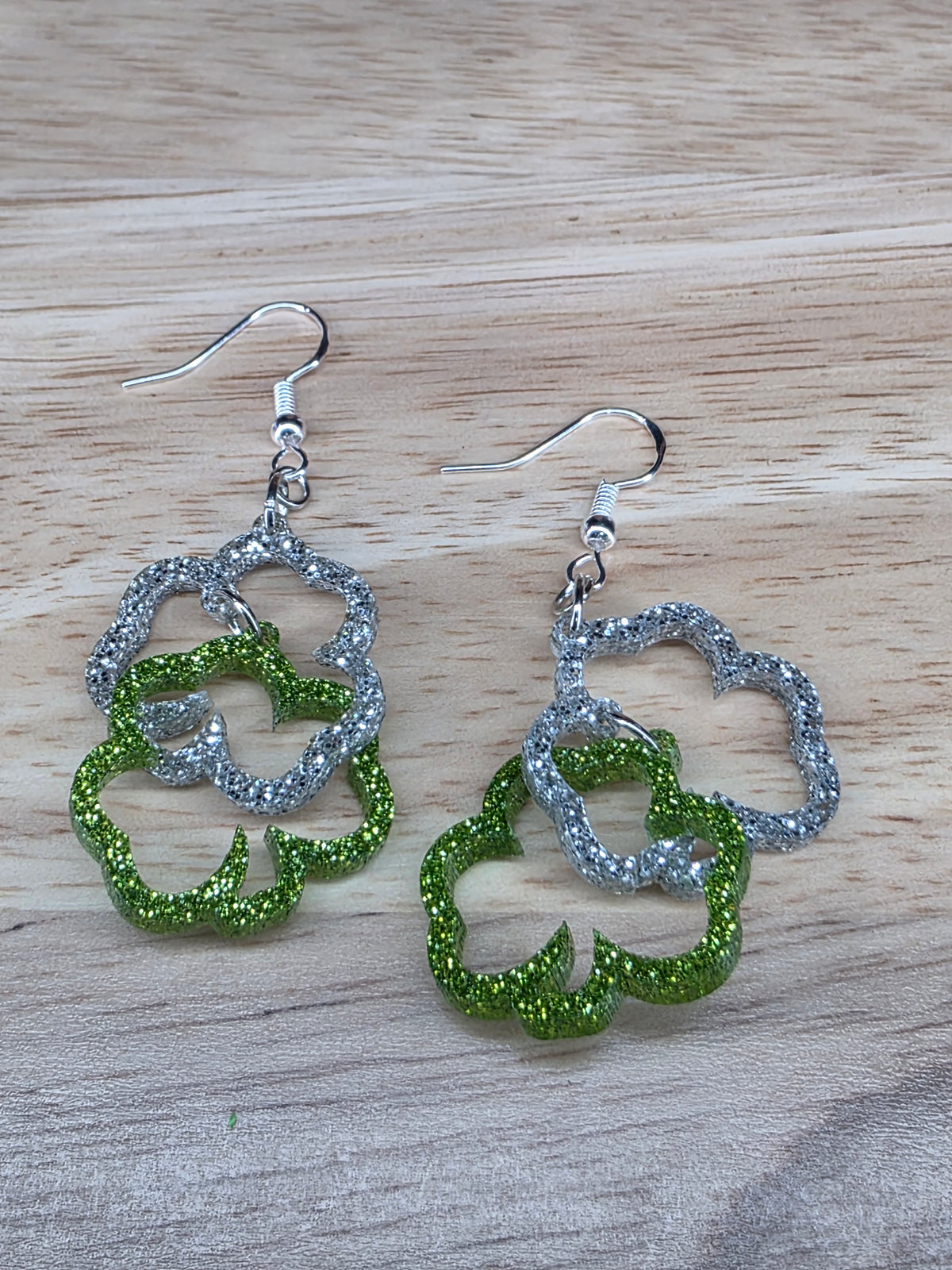 Linked Green & Silver Shamrocks (2 variations)