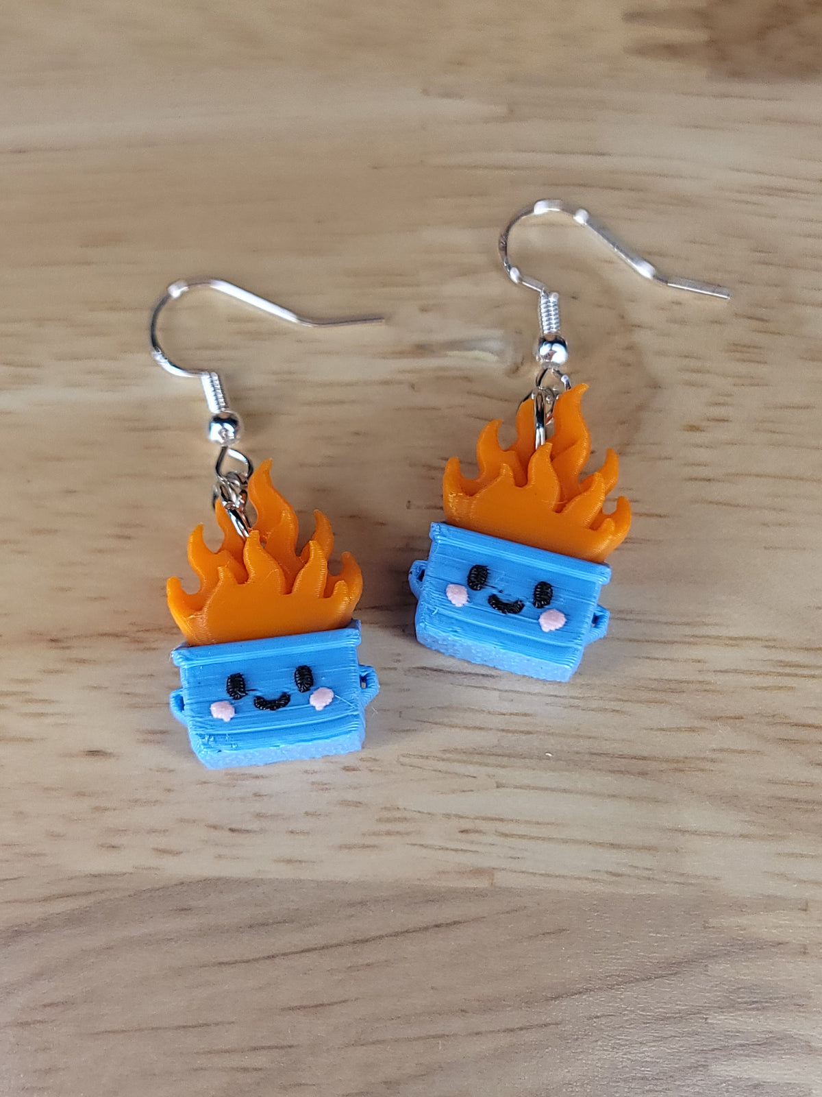 Dumpster fire earrings (blue)