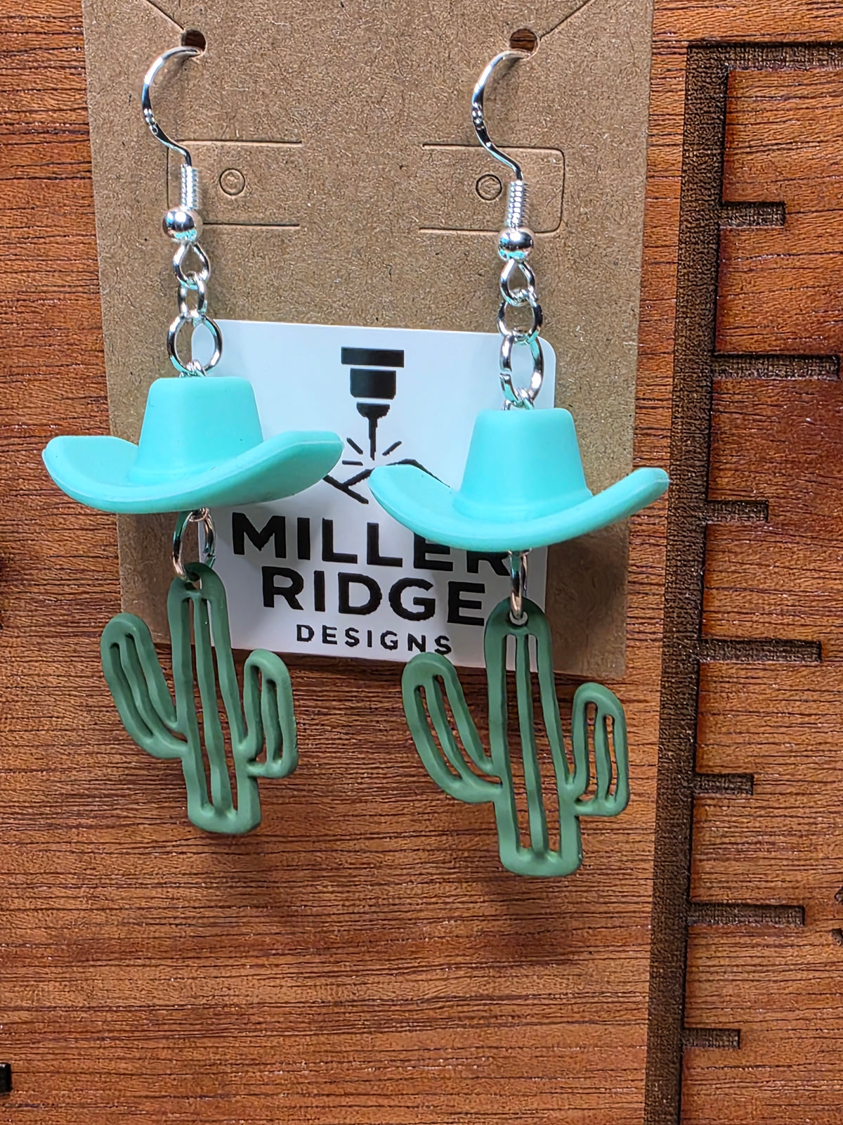 Teal cowboy hat and cactus