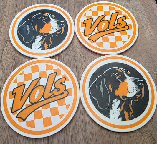 Checkered Vols and Smokey coasters set