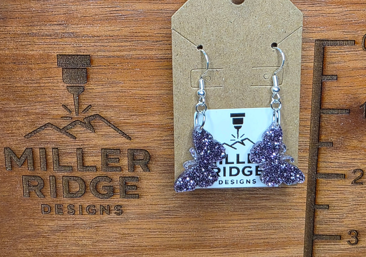 Butterflies purple glitter