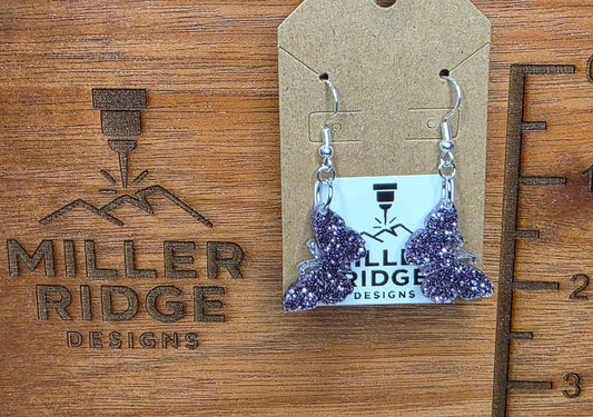 Butterflies purple glitter