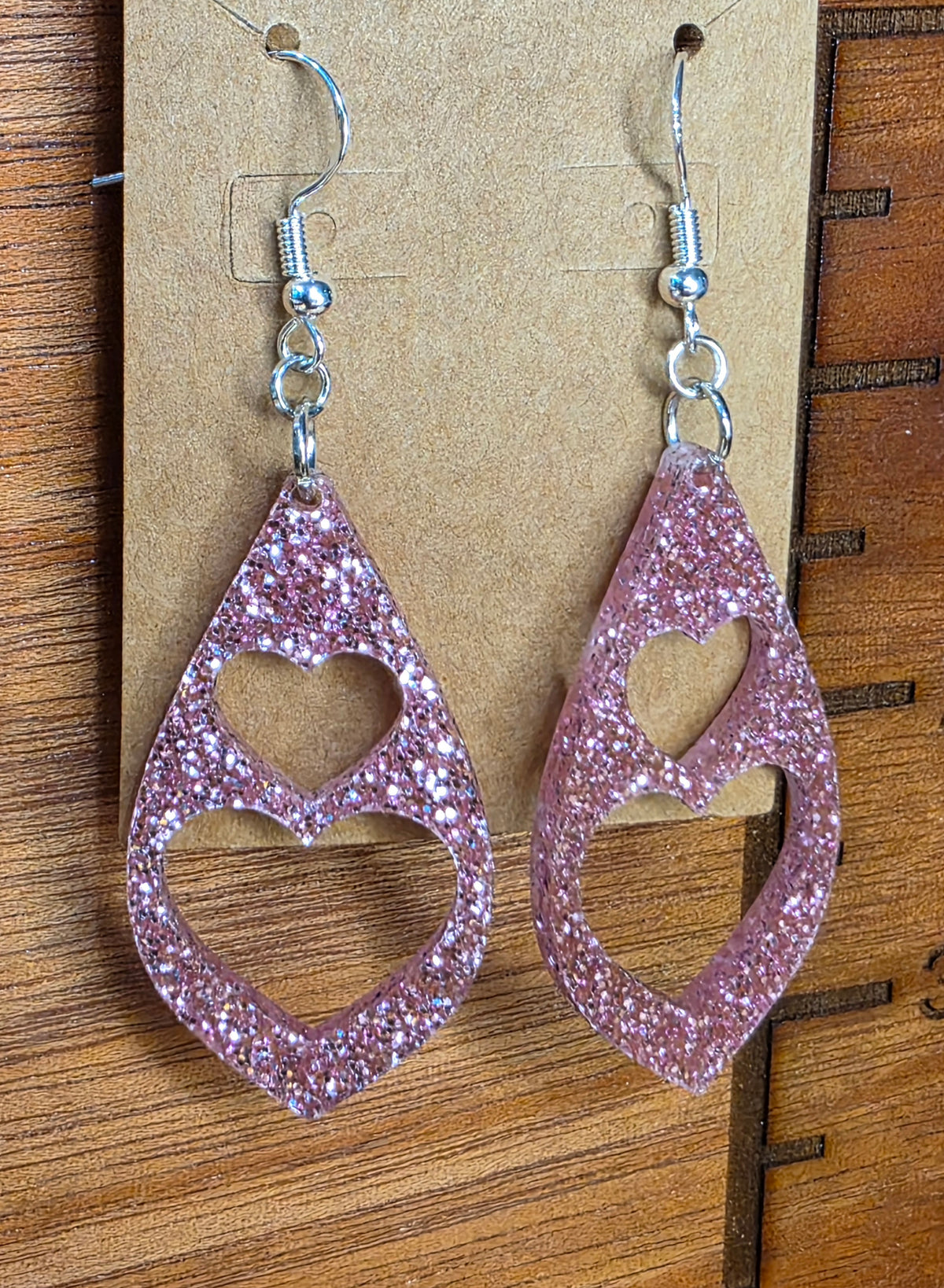 Double heart-pink glitter